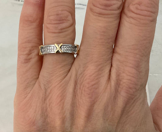 Double Channel X Station Pave Band Ring